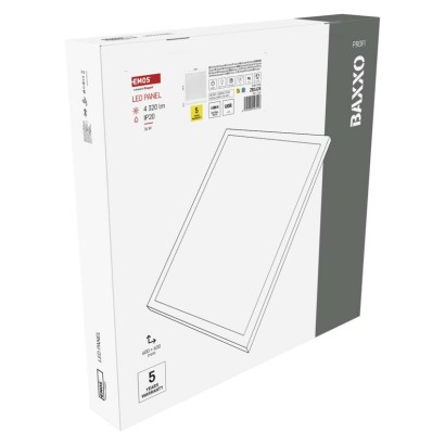 LED panel BAXXO 60 x 60 cm / 50 mm, 36 W, 4 320 lm, nadgradni, nevtralno bela, IP21