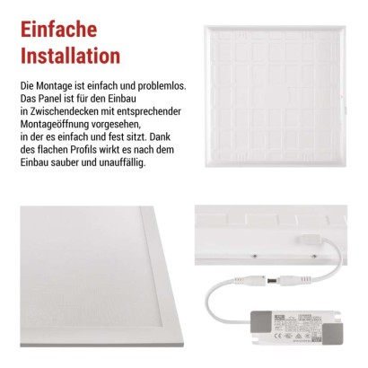 LED Einbauleuchte DIXXO Backlit 60×60, quadr., weiss, 36W neutr.w. UGR
