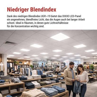 LED Einbauleuchte DIXXO Backlit 60×60, quadr., weiss, 36W neutr.w. UGR
