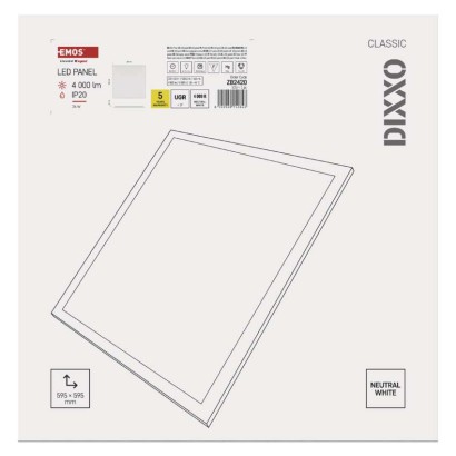 LED panel DIXXO backlit 60×60, kvadratni, vgradni, bel, 36W NW UGR