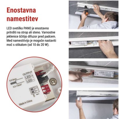 LED linearno svetilo PANO 20W, nevtralno bela