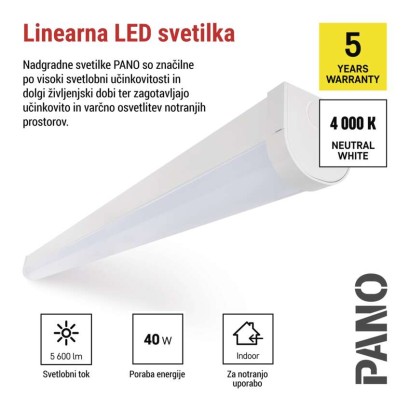 LED linearno svetilo PANO 40W, nevtralno bela