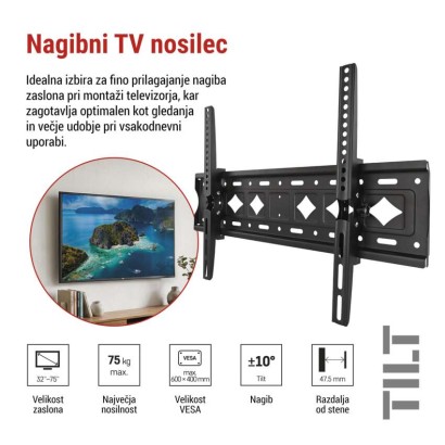 Nagibni stenski TV nosilec 32–75" (81–191 cm)
