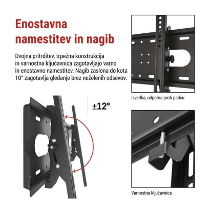 Nagibni stenski TV nosilec 42-85" (107–216 cm)