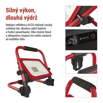 LED reflektor ACCO nabíjecí přenosný, 50W, studená bílá