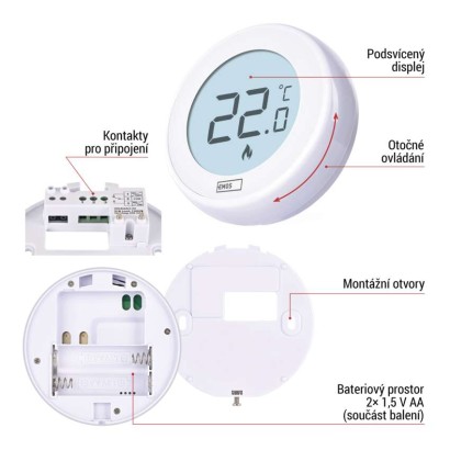 Pokojový manuální drátový termostat P5608