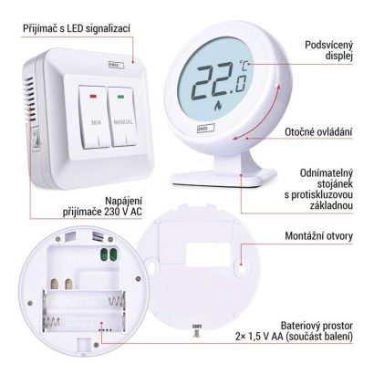 Pokojový manuální bezdrátový termostat P5618