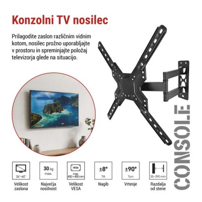 Konzolni stenski TV nosilec 26–60" (65–152 cm)