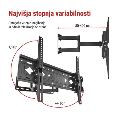 Konzolni stenski TV nosilec 42–85" (107–216 cm)