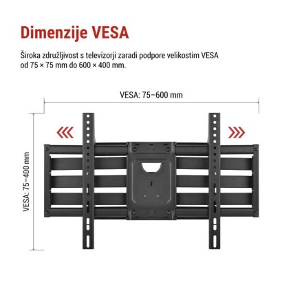 Konzolni stenski TV nosilec 32–98" (81–249 cm)