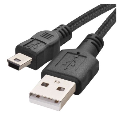Įkrovimo ir duomenų perdavimo kabelis USB-A 2.0 / Mini USB-B 2.0, 2 m, juodas