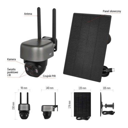 GoSmart Kamera zewnętrzna IP-1200G WASP z WiFi, akumulatorem i panelem solarnym
