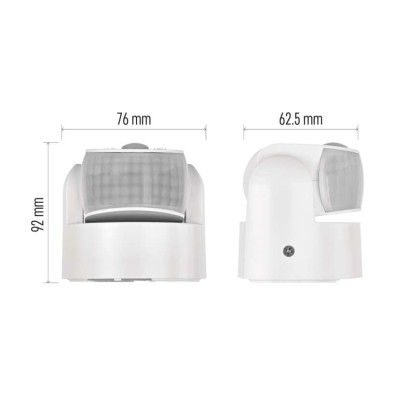 PIR judesio jutiklis IP65, 1200 W, baltas