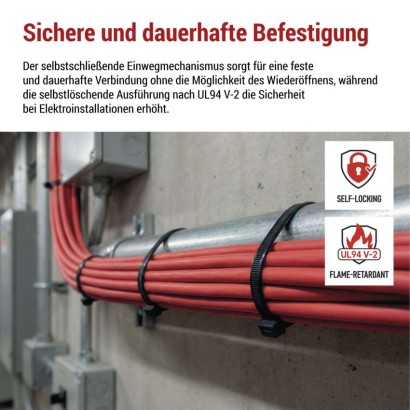 Kabelbinder 450×7,6, schwarz, 25 Stk