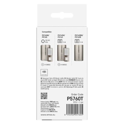 Lauko durų skambučio mygtukas, skirtas P5760, P5763, P5763R su 1x CR2032
