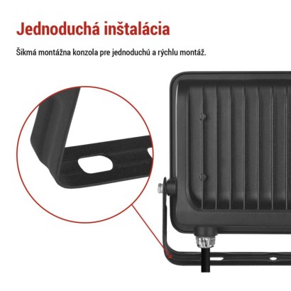 LED reflektor GLARO 50W, čierny, IP65, 5000 lm, neutrálna biela