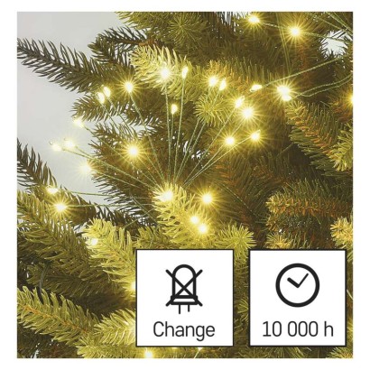 LED nano girlianda – šviečiantys klasteriai, 5,2 m, vidaus, šiltai balta, laikmatis