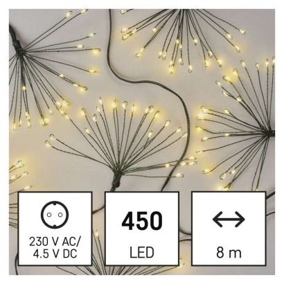 LED svetlobna veriga – svetleče cvetlice, nano, 8 m, notranja, topla bela, časovnik