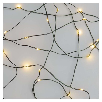 LED Ziemassvētku nano virtene, zaļa, 7,5 m, liet. ārā un iekštelpās, silti balta, ar taim.