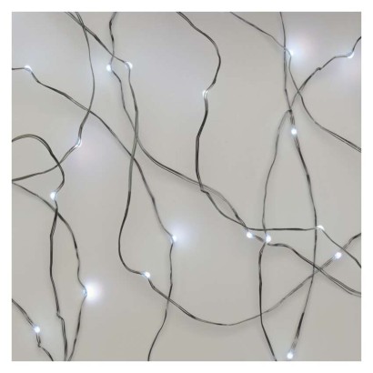 LED kalėdinė nano girlianda sidabrinė, 10 m, lauko ir vidaus, šaltai balta, laikmatis