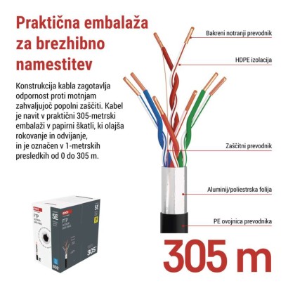 Kabel CAT5E FTP, outdoor, 305M
