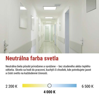 LED panel VEXXO 60 x 60 cm / 37 mm, 33 W, 4 100 lm, prisadený, neutrálna biela, IP20 UGR