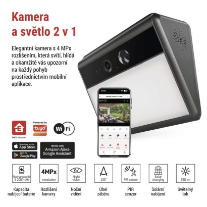 GoSmart Venkovní bateriová kamera IP-1100G WALL s WiFi a solárním panelem