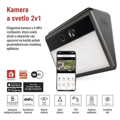 GoSmart Vonkajšia batériová kamera IP-1100G WALL s WiFi a solárnym panelom