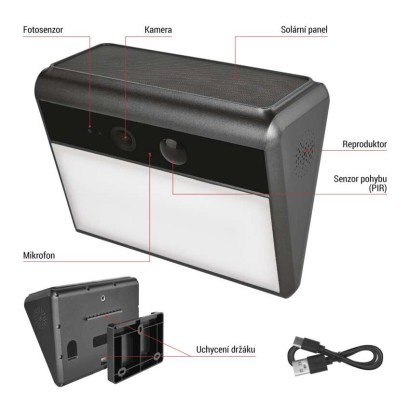 GoSmart Venkovní bateriová kamera IP-1100G WALL s WiFi a solárním panelem