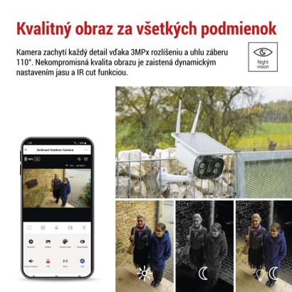 GoSmart Vonkajšia batériová kamera IP-600 EYE s WiFi a solárnym panelom