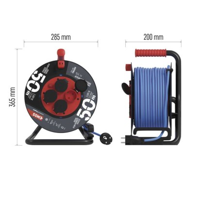 Fagyásálló kábeldob 50 m / 4 aljzat / kék / PVC / 230 V / 1,5 mm2