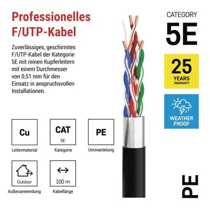Datenkabel FTP 5E, outdoor, 100m
