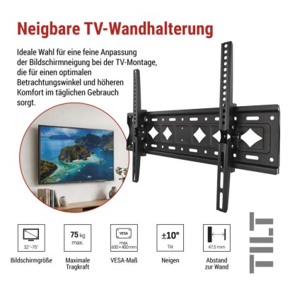Neigbare TV-Wandhalterung 32–75" (81–191 cm)