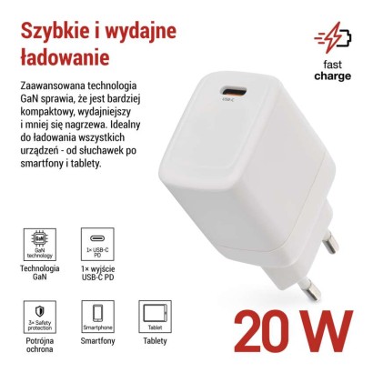 Ładowarka USB GaN PD 20 W max.