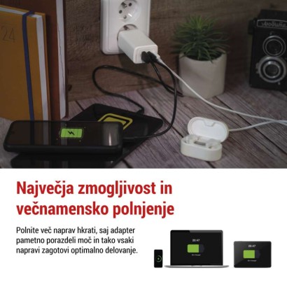 USB polnilec hišni GaN PD 65 W max.