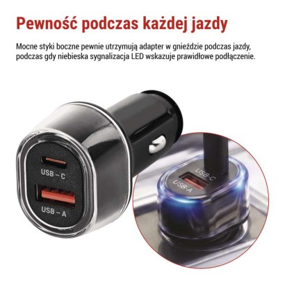 Ładowarka samochodowa USB PD/QC 48 W