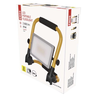 LED prožektors ILIO, pārnēsājams, 31 W, melns/dzeltens, neitrāli balts