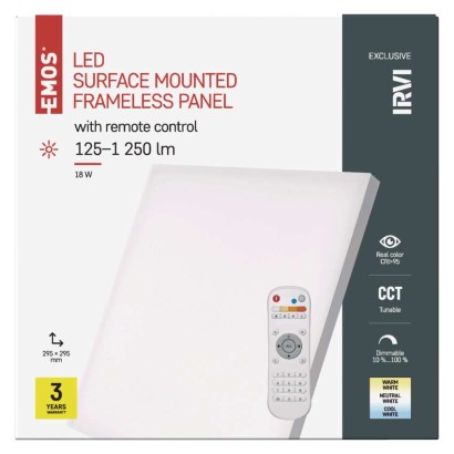 LED-Deckenleuchte 18W, 30x30 dimmbar, einstellbare Lichtfarbe