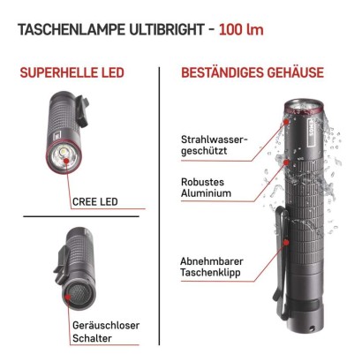 CREE LED Metall-Taschenlampe Ultibright 50, 100lm, 1xAAA