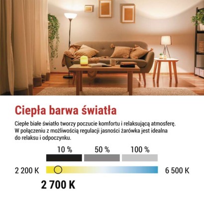 Żarówka LED Classic A60 / E27 / 10,5 W (75 W) / 1 060 lm / ciepła biel /ściemnianie stopn.