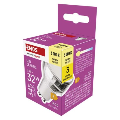 Żarówka LED Classic MR16 srebro/ GU10 / 3 W (32 W) / 345 lm / ciepła biel