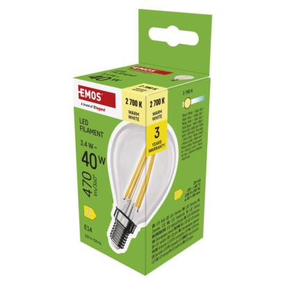 LED pirn Filament Mini Globe / E14 / 3,4 W (40 W) / 470 lm / Soe valge