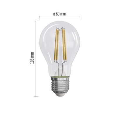 LED žiarovka Filament A60 / E27 / 8,5 W (75 W) / 1 055 lm / teplá biela / stmievateľná