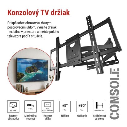 Konzolový nástenný TV držiak 32–98" (81–249 cm)