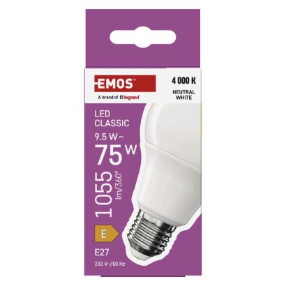 LED žárovka Classic A60 / E27 / 9,5 W (75 W) / 1055 lm / neutrální bílá