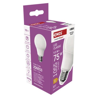 LED žárovka Classic A60 / E27 / 9,5 W (75 W) / 1055 lm / neutrální bílá