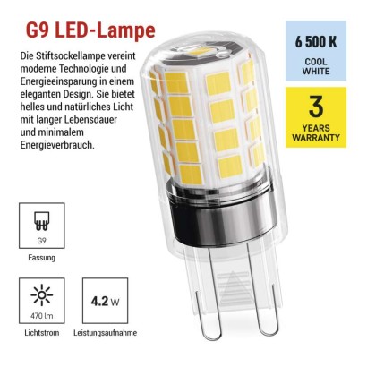 LED Lampe Classic JC / G9 / 4,2 W (40 W) / 470 lm / Kaltweiß
