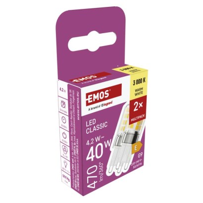 LED žarnica Classic JC / G9 / 4,2 W (40 W) / 470 lm / toplo bela / 2 pcs