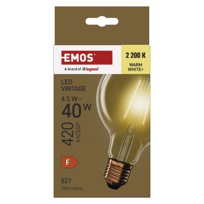 LED žarnica Vintage G95 / E27 / 4,5 W (40 W) / 420 lm / Toplo bel