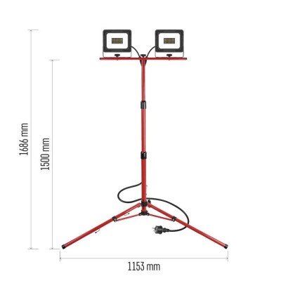 LED reflektor ELION, 2×30W + trojnožka, neutrálna biela
